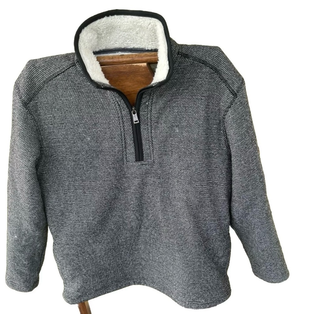 Orvis Classic Collection Men M Sherpa Lined 1/4 Zip Fleece Sweater Jacket Gray